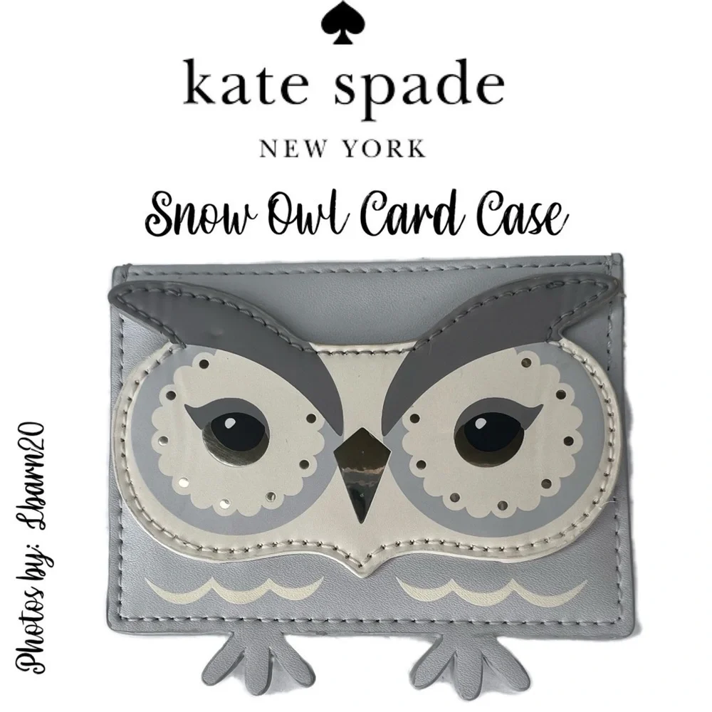 Kate Spade Snow Owl Credit Card Leather Case Gray